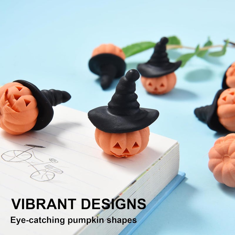 DOMG Halloween Pumpkin Erasers for Kids Bulk, 20Pcs 3D Mini Pumpkin Pencil Erasers Bulk for Classroom Prizes Party Favors Goody Bag Filler Gifts - Image 3